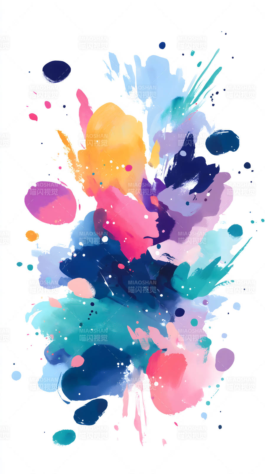 绚丽多彩的抽象水彩画图片