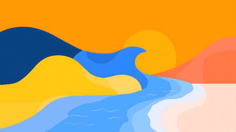 抽象派夏日海滩晚霞图片