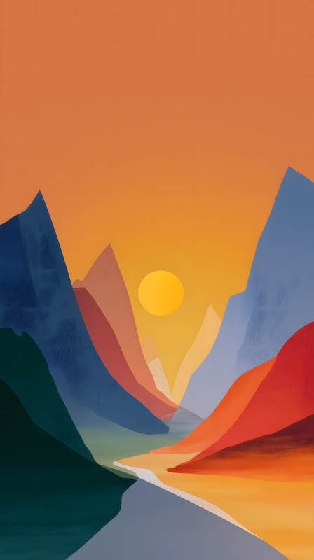 日落山谷的宁静景象图片