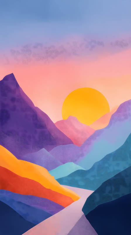 梦幻般的日落山峦图片