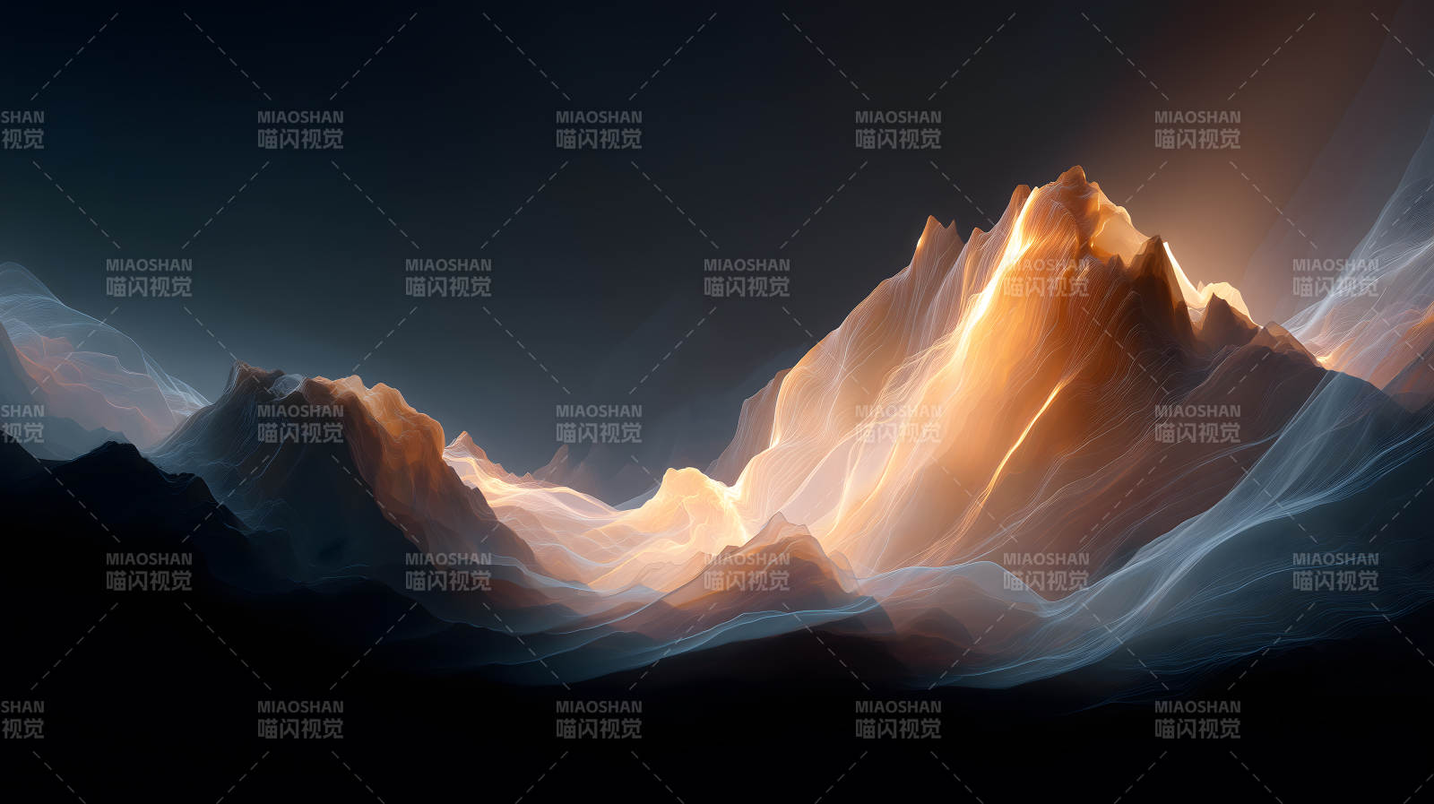 光影交织的山脉奇观图片