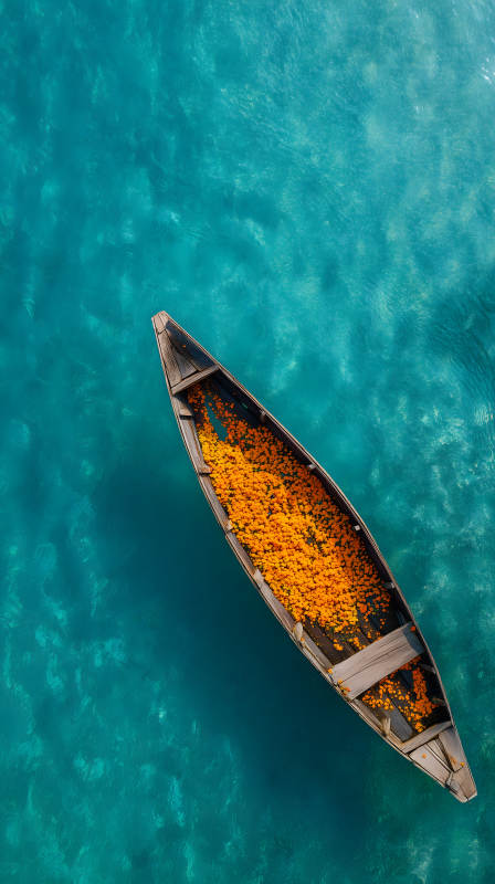 水面上的花船图片