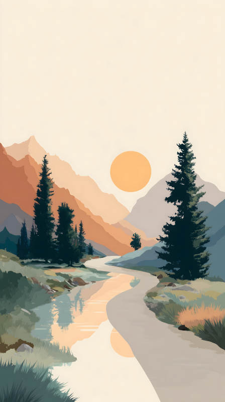 宁静祥和的山间小路图片