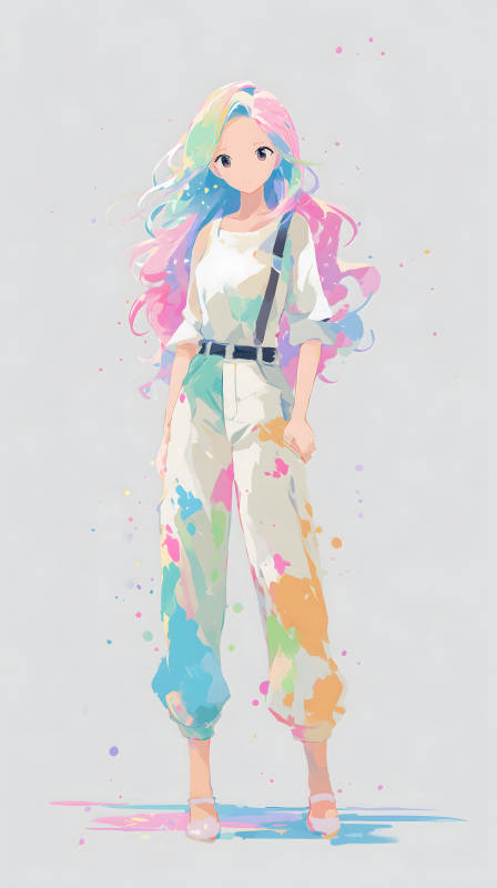 彩色长发少女的春日漫步图片