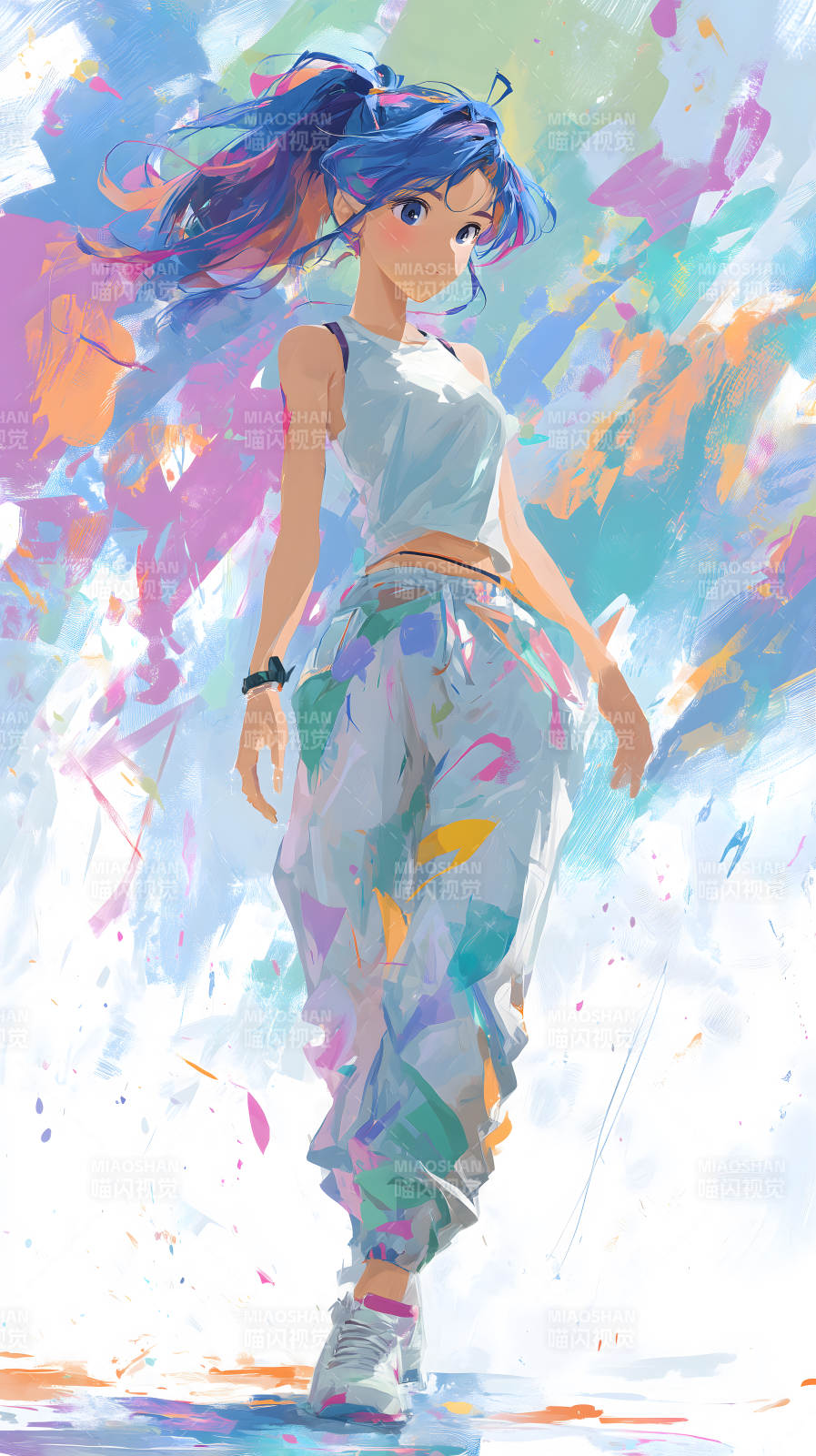 多彩青春活力少女图片