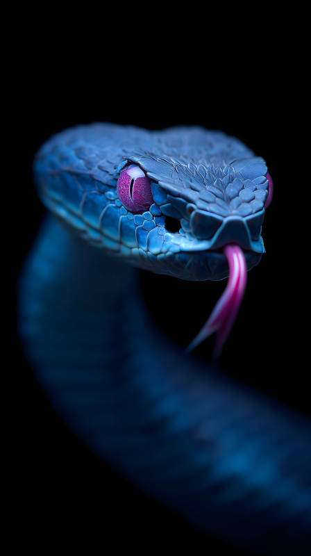 幽蓝毒蛇凝视夜色图片