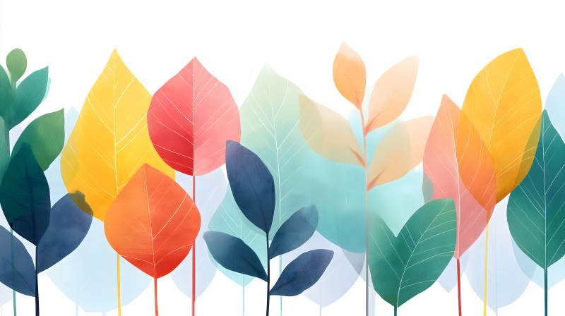 水彩风格秋季树叶图片