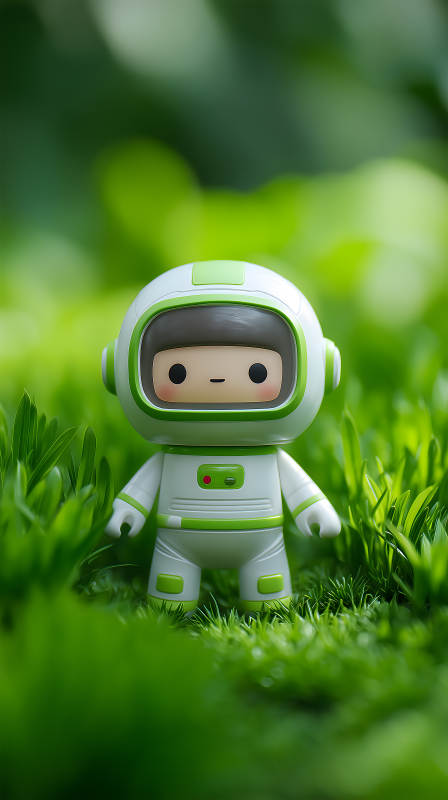 萌趣太空人漫步绿野图片