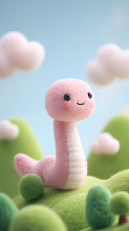 粉色毛绒虫子在绿地图片