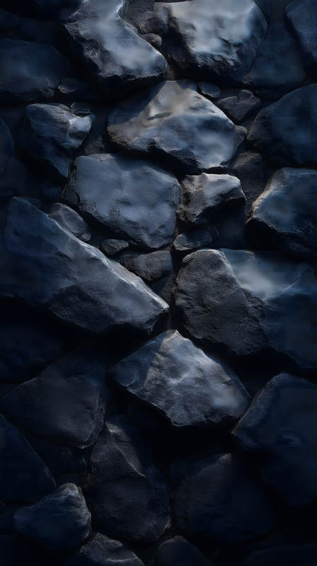 深邃幽暗的黑色礁石图片