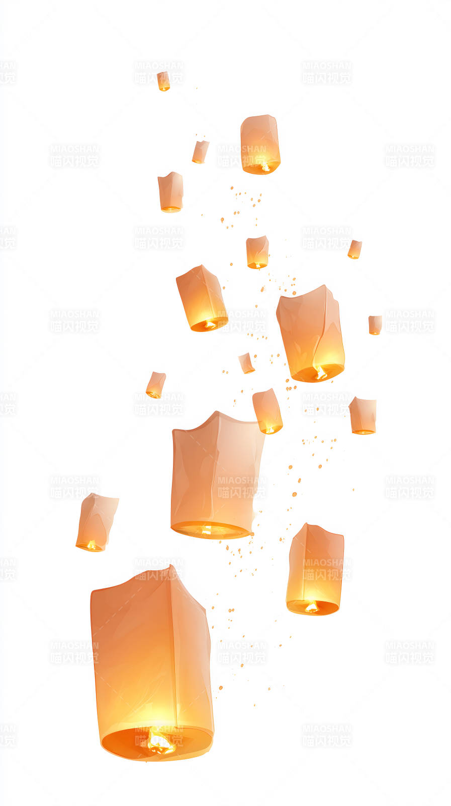 夜空飞舞的许愿灯图片