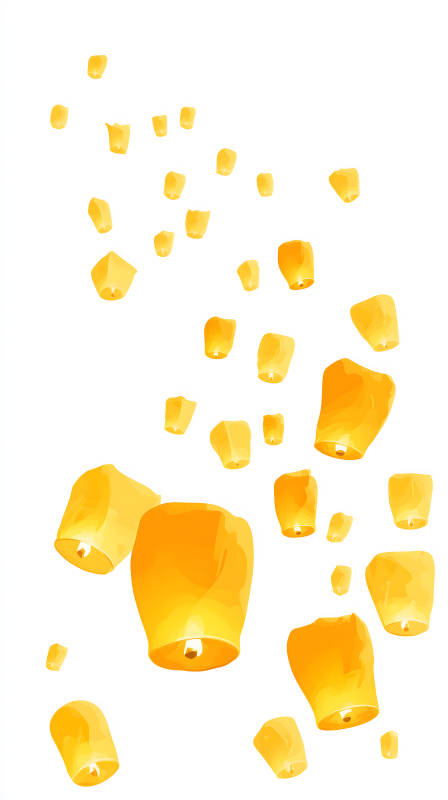 夜空中飞翔的许愿灯图片