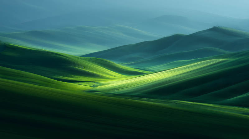 起伏连绵的绿色山峦图片