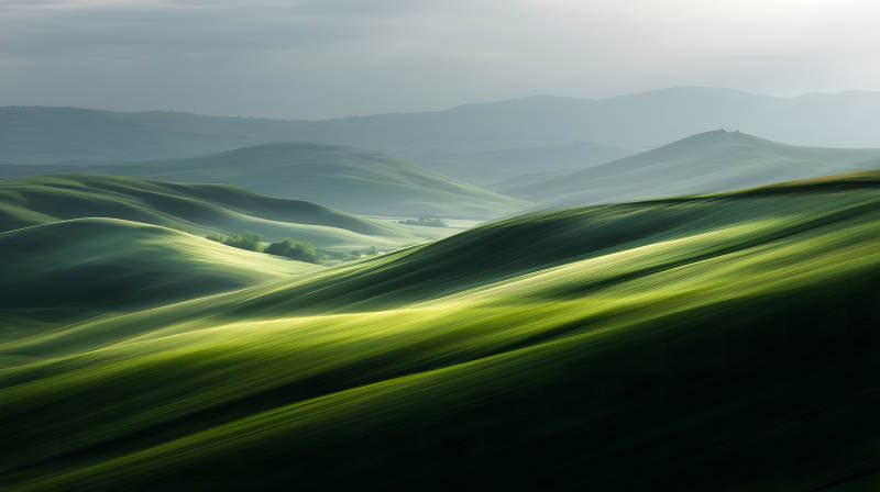 绿色丘陵的梦幻景象图片