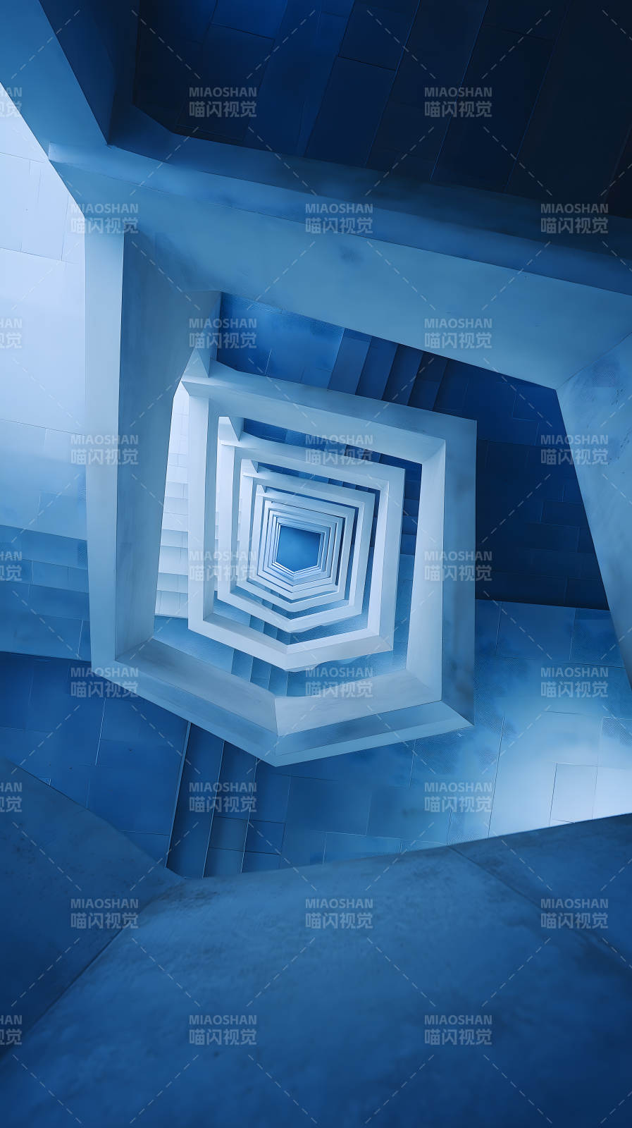 深蓝色的螺旋楼梯图片