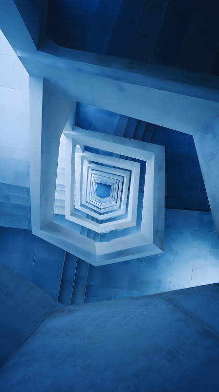 深蓝色的螺旋楼梯图片