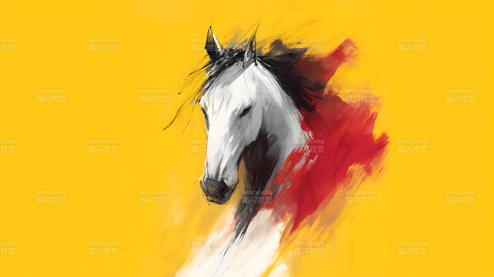 奔腾的白色骏马图图片