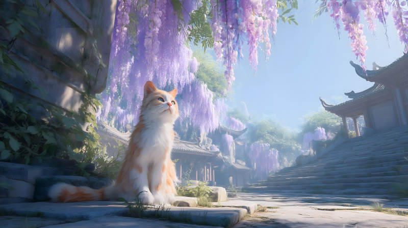 祥和的春日午后猫咪图片