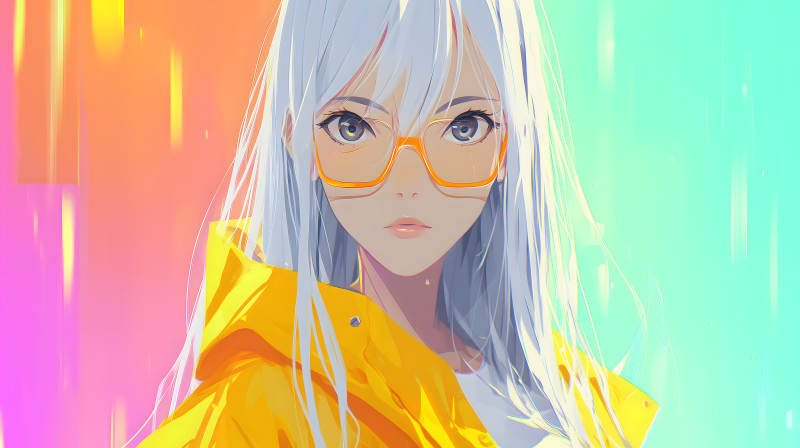 少女与明黄雨衣的邂逅图片