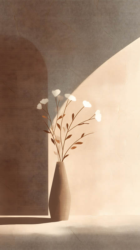 静谧午后阳光下的花瓶图片