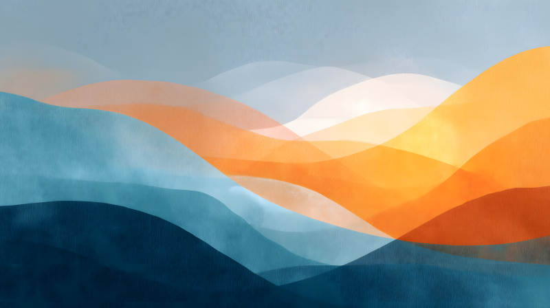 层峦叠嶂的抽象水彩画图片