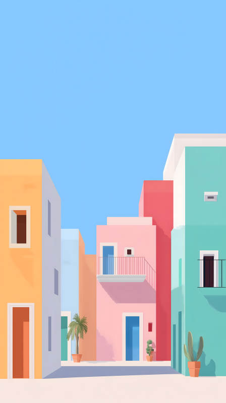 色彩缤纷的街道房屋图片