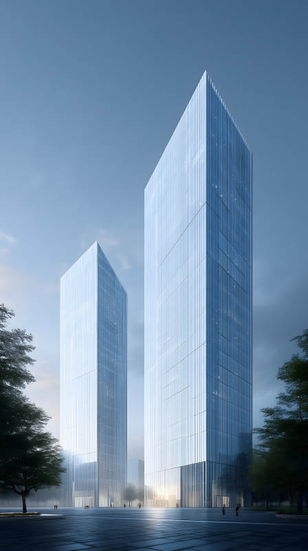 现代都市双塔建筑景观图片