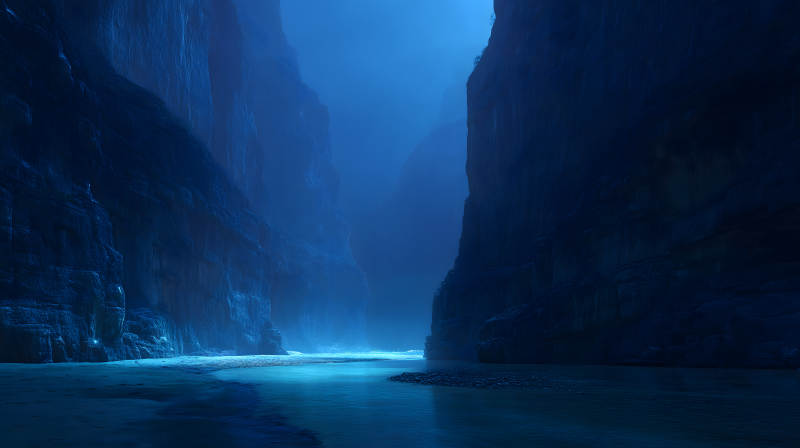 幽蓝峡谷静谧之夜图片