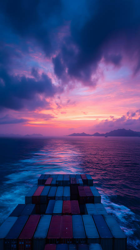 航运日落色彩斑斓图片