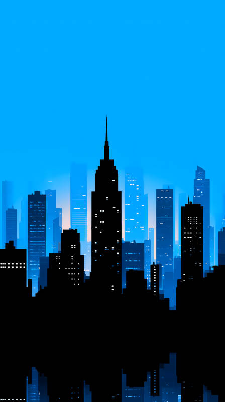 蓝色夜幕下的都市剪影图片