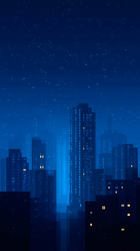 像素风格的宁静夜空城市图片