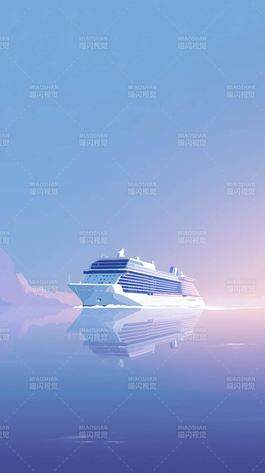 平静海面上的豪华邮轮图片