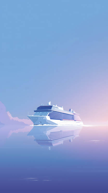 平静海面上的豪华邮轮图片