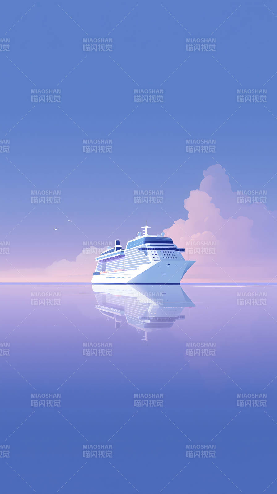 平静海面上的豪华邮轮图片