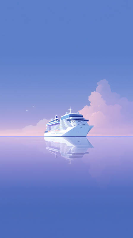 平静海面上的豪华邮轮图片