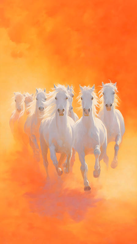 奔腾的白色骏马图片