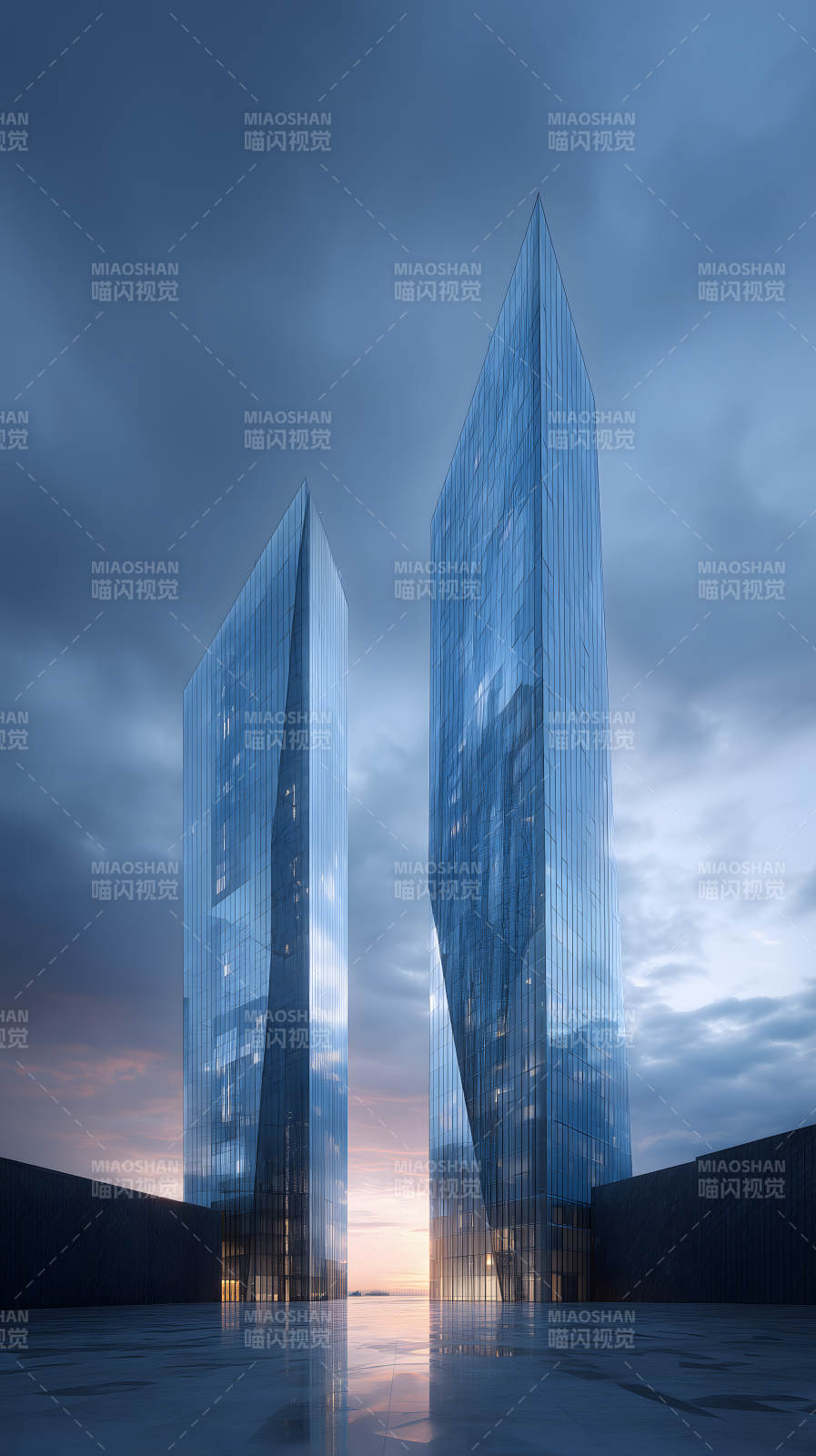 现代都市摩天大楼夜景图片