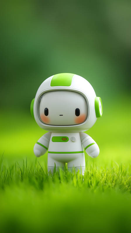 可爱的小机器人漫步绿野图片