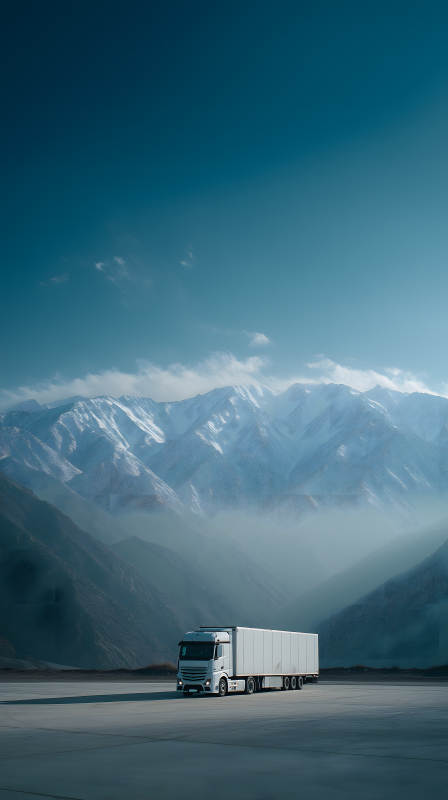 卡车与雪山壮阔景色图片