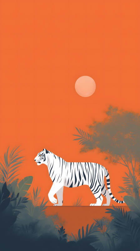 日落时分的白色老虎图片