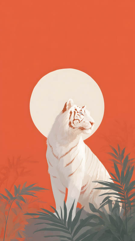 日落时分的白色老虎图片