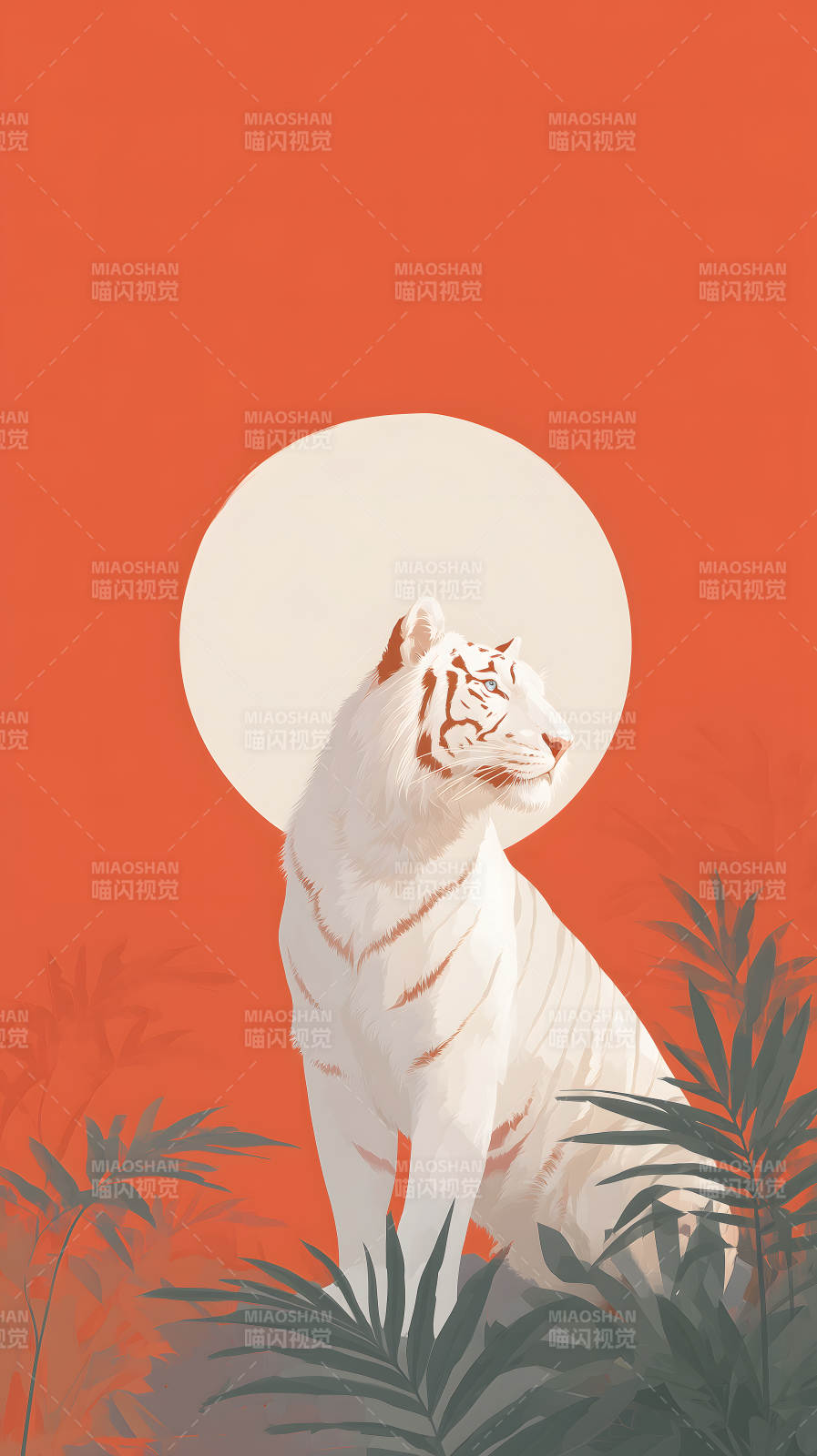 日落时分的白色老虎图片