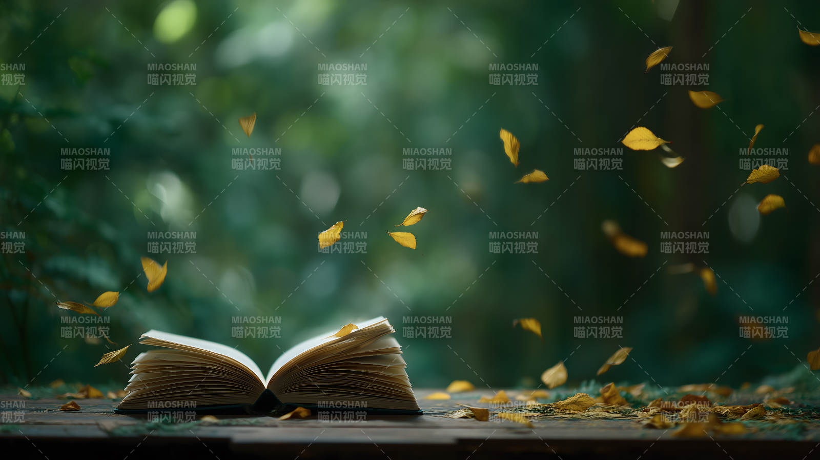 秋叶飘零书页轻翻图片
