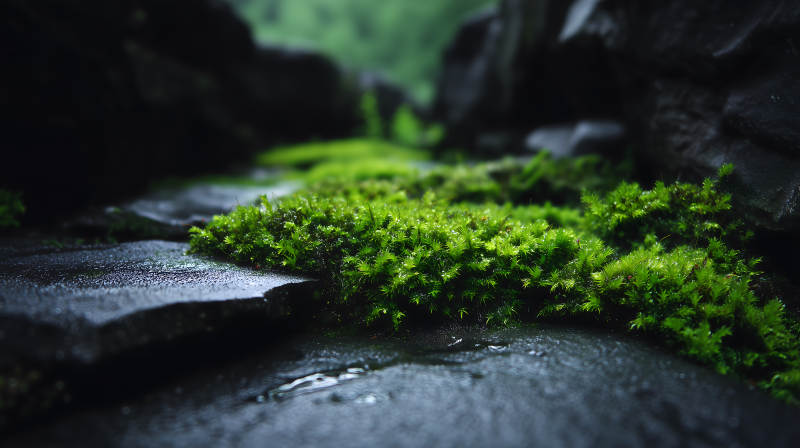 雨后青苔石上绿图片