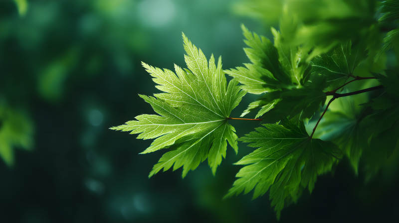初夏的绿色枫叶图片