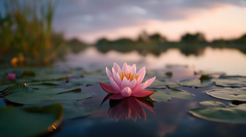 宁静祥和的睡莲盛开图片