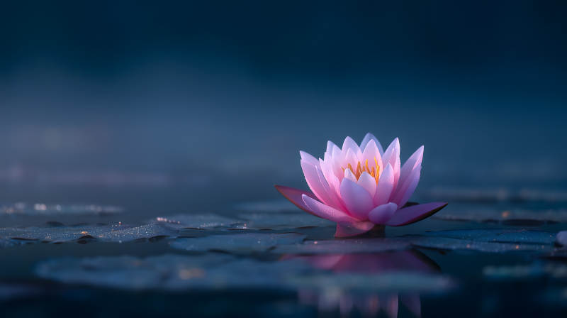 宁静祥和的睡莲盛开图片