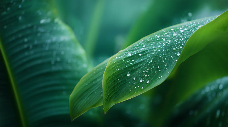 雨后翠绿的芭蕉叶图片