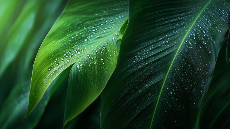 雨后绿叶的清新质感图片