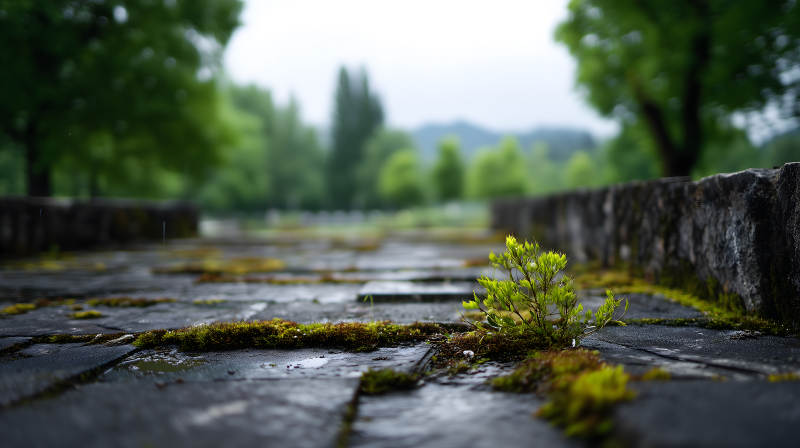 雨后小径上的生命图片